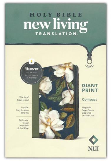 NLT Compact Bible, Filament-Enabled Edition, Giant Print - Sage Green with Zipper