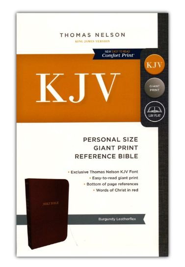 KJV Holy Bible, Personal Size Giant Print Reference Bible, Burgundy Leather-Look