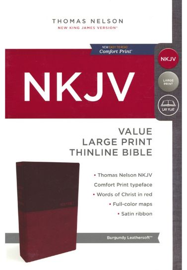 NKJVValue Thinline Bible, Large Print, Leathersoft, Burgundy, Red Letter, Comfort Print